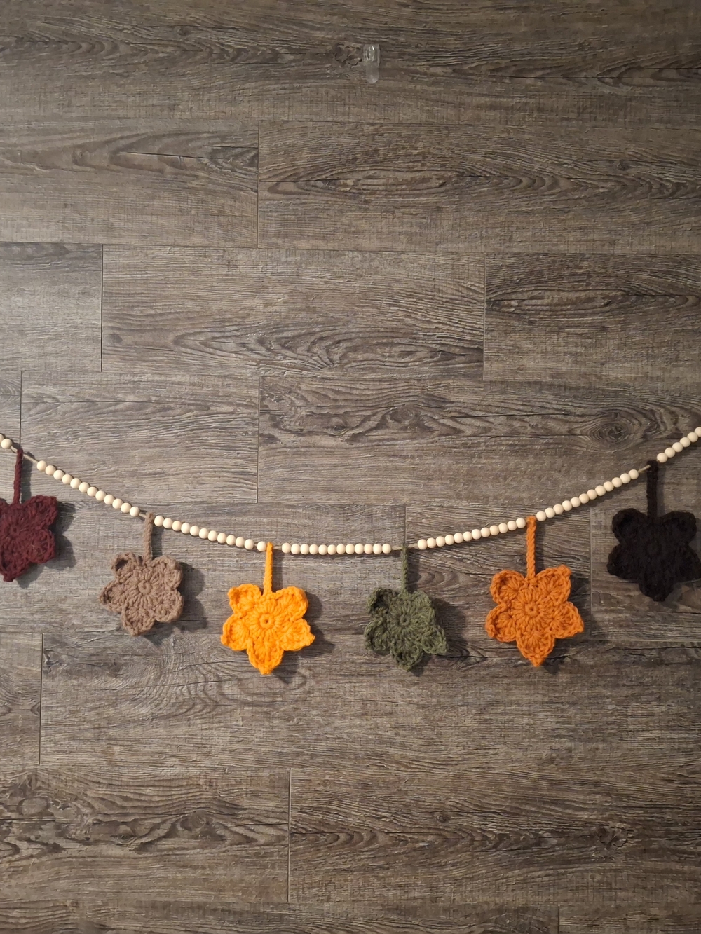 Handmade Fall Leaf Garland - Multicolor Crochet Autumn Decor